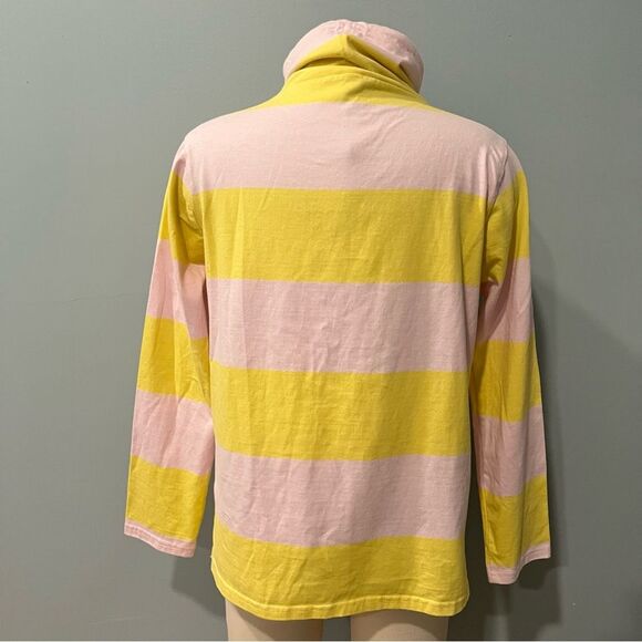 J. Crew Striped Funnelneck Pullover Top in Pink & Lemon Yellow Size Small - Picture 4 of 9